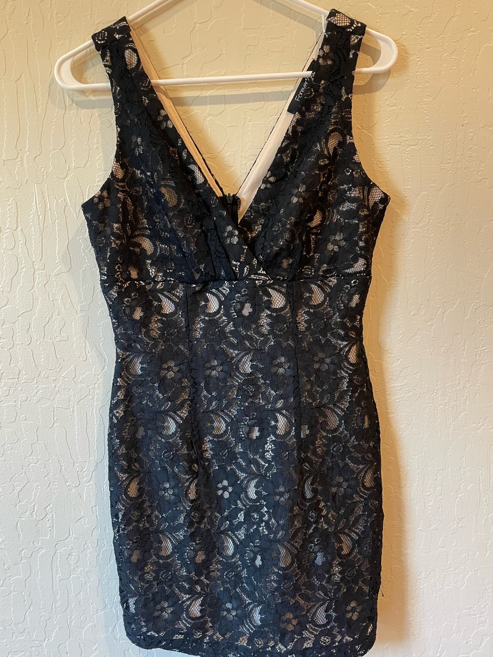 Forever 21 Black Lace V-Neck Mini Dress